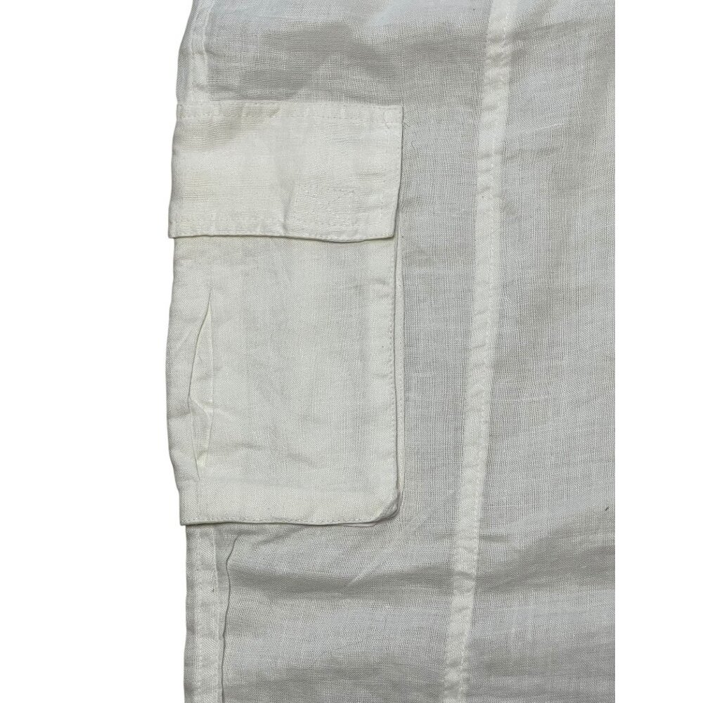 White Linen‎ Cargo Pants Miss Edith Size S Lightweight & Breathable With Pockets - Picture 9 of 12